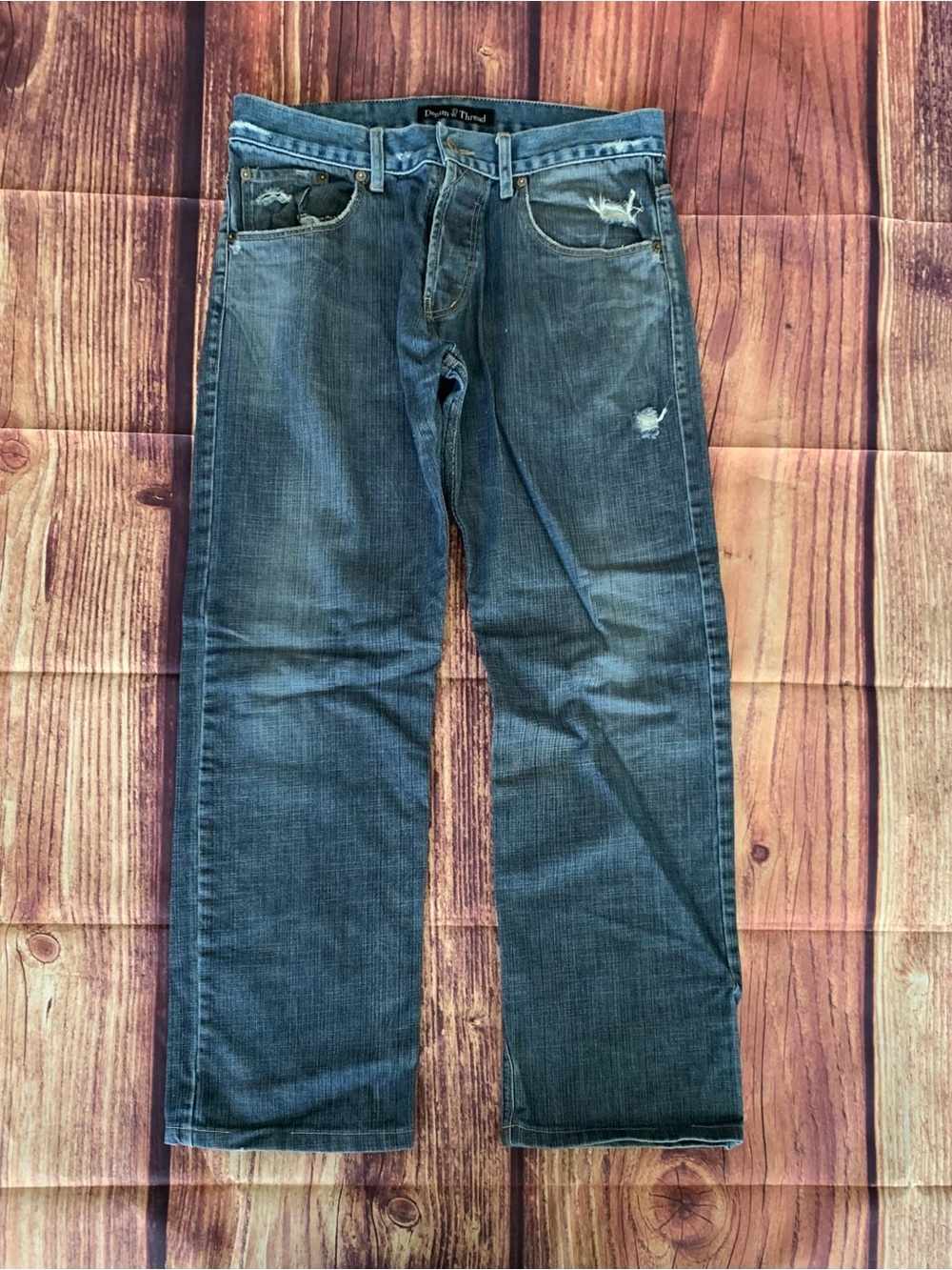 Denim Thread Men's All Button Closing Bootcut Blue Denim Jeans Size: 33